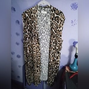 A.Gain Leopard Sleeveless Kimono